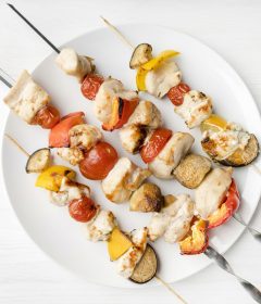 top-view-plate-with-grilled-chicken-skewers